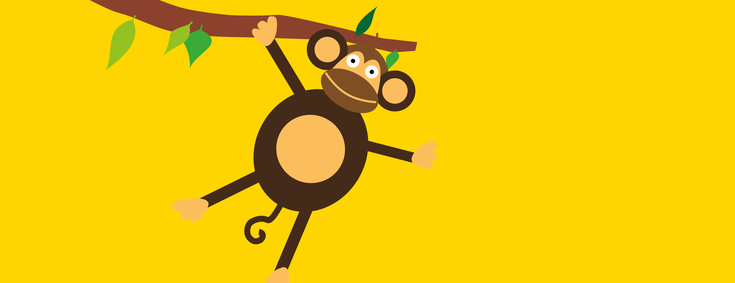 MINIKIT-Programm - Spiel und Spaß Illustration Affe hängt am Ast