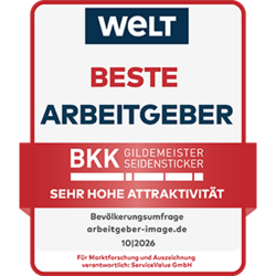 Auszeichnung der BKK GS als "Beste Arbeitgeber – sehr hohe Attraktivität" 2026 von Service Value und WELT