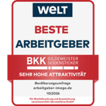 Auszeichnung der BKK GS als "Beste Arbeitgeber – sehr hohe Attraktivität" 2026 von Service Value und WELT