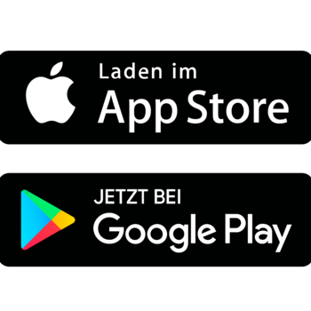 Button Laden im App Store und Jetzt bei Google Play