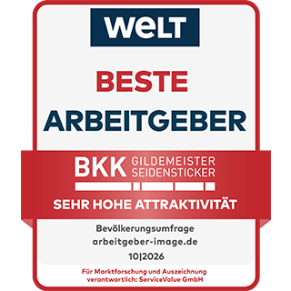 Auszeichnung der BKK GS als "Beste Arbeitgeber – sehr hohe Attraktivität" 2026 von Service Value und WELT