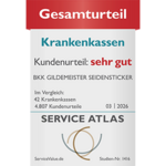 Testsiegel von Service Atlas mit der Auszeichnung "Kundenurteil: sehr gut"