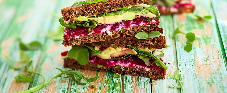 Gesunde Sandwiches appetitlich angerichtet