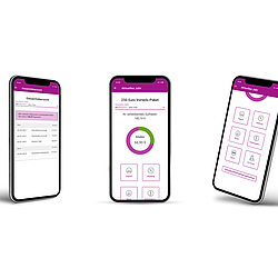 Grafik mit drei Screenshots der BKK GS-App