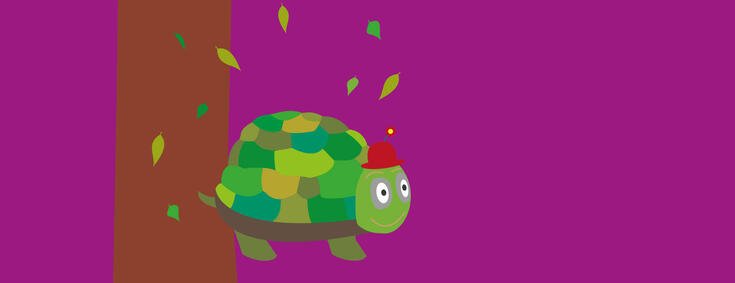 Illustration von Schildkröte umgeben von Blättern