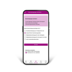 Auf dem Display eines Smartphones sieht man ein Formular in der BKK GS-App.