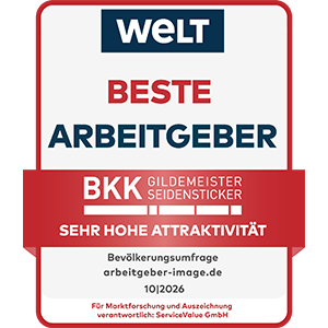 Auszeichnung der BKK GS als "Beste Arbeitgeber – sehr hohe Attraktivität" 2026 von Service Value und WELT